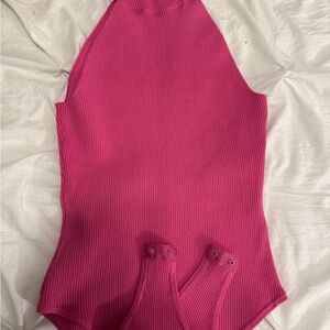 Pink Ribbed Bodysuit